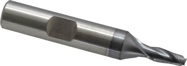 Cleveland - 3/16", 7/16" LOC, 3/8" Shank Diam, 2-3/8" OAL, 2 Flute, High Speed Steel Square End Mill - Single End, TiCN Finish, Spiral Flute, 30° Helix, Centercutting, Right Hand Cut, Right Hand Flute, Series HG-2 - Americas Industrial Supply