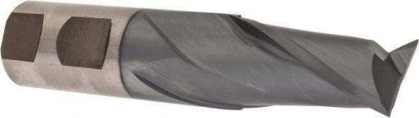 Cleveland - 1", 1-5/8" LOC, 1" Shank Diam, 4-1/2" OAL, 2 Flute, High Speed Steel Square End Mill - Single End, TiCN Finish, Spiral Flute, 30° Helix, Centercutting, Right Hand Cut, Right Hand Flute, Series HG-2 - Americas Industrial Supply