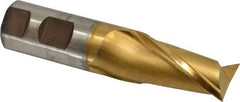 Cleveland - 1", 1-5/8" LOC, 1" Shank Diam, 4-1/2" OAL, 2 Flute, High Speed Steel Square End Mill - Single End, TiN Finish, Spiral Flute, 30° Helix, Centercutting, Right Hand Cut, Right Hand Flute, Series HG-2 - Americas Industrial Supply