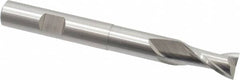 Cleveland - 3/8", 3/4" LOC, 3/8" Shank Diam, 3-5/16" OAL, 2 Flute, High Speed Steel Square End Mill - Single End, Uncoated, Spiral Flute, 30° Helix, Centercutting, Right Hand Cut, Right Hand Flute, Series HGN-2 - Americas Industrial Supply