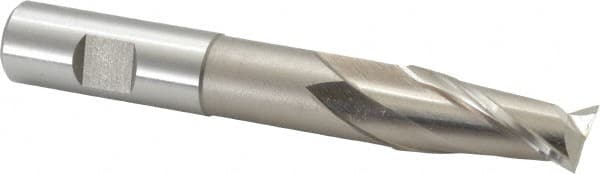 Cleveland - 3/4", 1-5/8" LOC, 3/4" Shank Diam, 5-1/4" OAL, 2 Flute, High Speed Steel Square End Mill - Single End, Uncoated, Spiral Flute, 30° Helix, Centercutting, Right Hand Cut, Right Hand Flute, Series HGN-2 - Americas Industrial Supply
