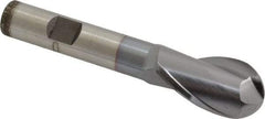 Cleveland - 3/4" Diam, 1-5/16" LOC, 2 Flute High Speed Steel Ball End Mill - TiCN Finish, Single End, 3-5/8" OAL, 1/2" Shank Diam, Spiral Flute - Americas Industrial Supply