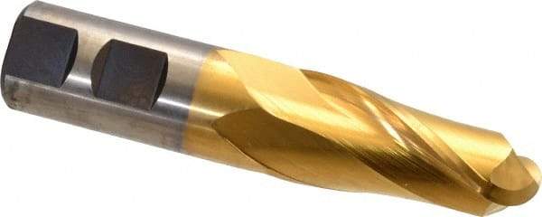 Cleveland - 7/8" Diam, 2" LOC, 2 Flute High Speed Steel Ball End Mill - TiN Finish, Single End, 4-1/4" OAL, 7/8" Shank Diam, Spiral Flute - Americas Industrial Supply