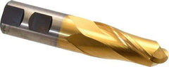 Cleveland - 7/8" Diam, 2" LOC, 2 Flute High Speed Steel Ball End Mill - TiN Finish, Single End, 4-1/4" OAL, 7/8" Shank Diam, Spiral Flute - Americas Industrial Supply