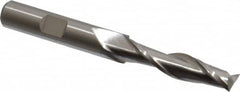 Cleveland - 11/32", 1-1/2" LOC, 3/8" Shank Diam, 3-1/4" OAL, 2 Flute, High Speed Steel Square End Mill - Single End, Uncoated, Spiral Flute, 30° Helix, Centercutting, Right Hand Cut, Right Hand Flute, Series HG-2 - Americas Industrial Supply