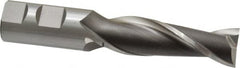 Cleveland - 15/16", 3" LOC, 1" Shank Diam, 5-1/2" OAL, 2 Flute, High Speed Steel Square End Mill - Single End, Uncoated, Spiral Flute, 30° Helix, Centercutting, Right Hand Cut, Right Hand Flute, Series HG-2 - Americas Industrial Supply
