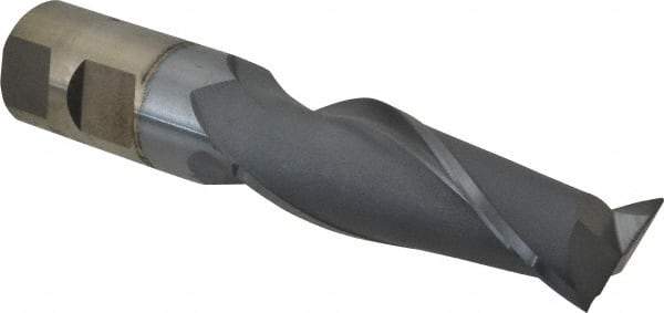 Cleveland - 1", 3" LOC, 1" Shank Diam, 5-1/2" OAL, 2 Flute, High Speed Steel Square End Mill - Single End, TiCN Finish, Spiral Flute, 30° Helix, Centercutting, Right Hand Cut, Right Hand Flute, Series HG-2 - Americas Industrial Supply