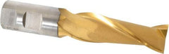 Cleveland - 1", 3" LOC, 1" Shank Diam, 5-1/2" OAL, 2 Flute, High Speed Steel Square End Mill - Single End, TiN Finish, Spiral Flute, 30° Helix, Centercutting, Right Hand Cut, Right Hand Flute, Series HG-2 - Americas Industrial Supply