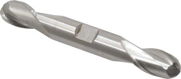 Cleveland - 1/2" Diam, 13/16" LOC, 2 Flute High Speed Steel Ball End Mill - Uncoated, Double End, 4-1/8" OAL, 1/2" Shank Diam, Spiral Flute - Americas Industrial Supply