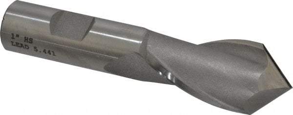 Cleveland - 1" Diam, 1-1/2" LOC, 2 Flute, 90° Point Angle, High Speed Steel Drill Mill - Uncoated, 3-3/4" OAL, 3/4" Shank Diam - Americas Industrial Supply