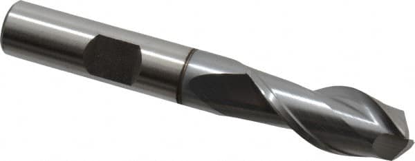 Cleveland - 7/16" Diam, 13/16" LOC, 2 Flute, 90° Point Angle, High Speed Steel Drill Mill - TiCN Finish, 2-1/2" OAL, 3/8" Shank Diam - Americas Industrial Supply