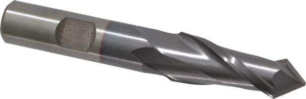 Cleveland - 9/16" Diam, 1-1/8" LOC, 2 Flute, 90° Point Angle, High Speed Steel Drill Mill - TiCN Finish, 3-1/8" OAL, 1/2" Shank Diam - Americas Industrial Supply