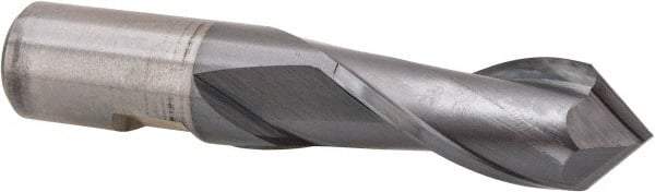 Cleveland - 3/4" Diam, 1-5/16" LOC, 2 Flute, 90° Point Angle, High Speed Steel Drill Mill - TiCN Finish, 3-9/16" OAL, 3/4" Shank Diam - Americas Industrial Supply