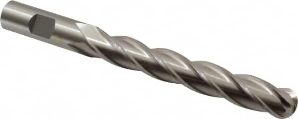 Cleveland - 5/8" Diam, 4" LOC, 4 Flute High Speed Steel Ball End Mill - Uncoated, Single End, 6-1/8" OAL, 5/8" Shank Diam, Spiral Flute - Americas Industrial Supply