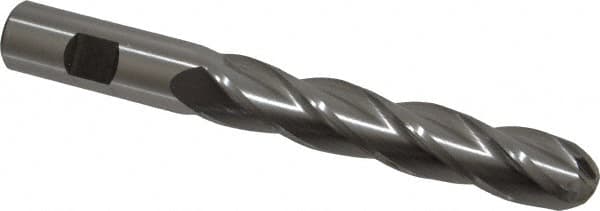 Cleveland - 3/4" Diam, 4" LOC, 4 Flute High Speed Steel Ball End Mill - Uncoated, Single End, 6-1/4" OAL, 3/4" Shank Diam, Spiral Flute - Americas Industrial Supply