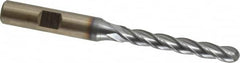 Cleveland - 1/4" Diam, 1-3/4" LOC, 4 Flute High Speed Steel Ball End Mill - TiCN Finish, Single End, 3-9/16" OAL, 3/8" Shank Diam, Spiral Flute - Americas Industrial Supply