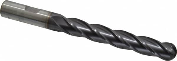 Cleveland - 1/2" Diam, 2" LOC, 4 Flute High Speed Steel Ball End Mill - TiCN Finish, Single End, 5" OAL, 1/2" Shank Diam, Spiral Flute - Americas Industrial Supply