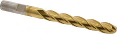 Cleveland - 3/8" Diam, 2-1/2" LOC, 4 Flute High Speed Steel Ball End Mill - TiN Finish, Single End, 4-1/4" OAL, 3/8" Shank Diam, Spiral Flute - Americas Industrial Supply