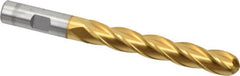 Cleveland - 1/2" Diam, 3" LOC, 4 Flute High Speed Steel Ball End Mill - TiN Finish, Single End, 5" OAL, 1/2" Shank Diam, Spiral Flute - Americas Industrial Supply