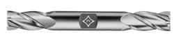 Cleveland - 15/32", 1" LOC, 1/2" Shank Diam, 4-1/2" OAL, 4 Flute, High Speed Steel Square End Mill - Double End, Uncoated, Spiral Flute, 30° Helix, Centercutting, Right Hand Cut, Right Hand Flute, Series HD-4C - Americas Industrial Supply