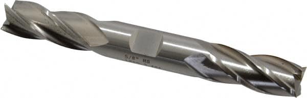 Cleveland - 5/8", 1-3/8" LOC, 5/8" Shank Diam, 5" OAL, 4 Flute, High Speed Steel Square End Mill - Double End, Uncoated, Spiral Flute, 30° Helix, Centercutting, Right Hand Cut, Right Hand Flute, Series HD-4C - Americas Industrial Supply