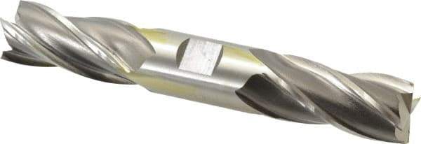 Cleveland - 1", 1-7/8" LOC, 1" Shank Diam, 6-3/8" OAL, 4 Flute, High Speed Steel Square End Mill - Double End, Uncoated, Spiral Flute, 30° Helix, Centercutting, Right Hand Cut, Right Hand Flute, Series HD-4C - Americas Industrial Supply