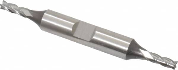 Cleveland - 5/32", 0.438" LOC, 3/8" Shank Diam, 3-1/8" OAL, 4 Flute, High Speed Steel Square End Mill - Double End, Uncoated, Spiral Flute, 30° Helix, Centercutting, Right Hand Cut, Right Hand Flute, Series HD-4C - Americas Industrial Supply