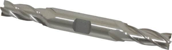 Cleveland - 25/64", 1" LOC, 1/2" Shank Diam, 4-1/2" OAL, 4 Flute, High Speed Steel Square End Mill - Double End, Uncoated, Spiral Flute, 30° Helix, Centercutting, Right Hand Cut, Right Hand Flute, Series HD-4C - Americas Industrial Supply
