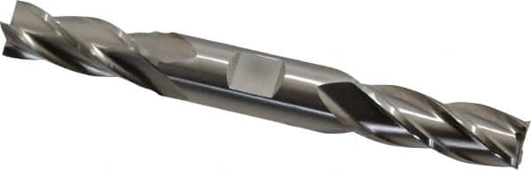 Cleveland - 9/16", 1-3/8" LOC, 5/8" Shank Diam, 5" OAL, 4 Flute, High Speed Steel Square End Mill - Double End, Uncoated, Spiral Flute, 30° Helix, Centercutting, Right Hand Cut, Right Hand Flute, Series HD-4C - Americas Industrial Supply