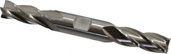 Cleveland - 9/16", 1-3/8" LOC, 5/8" Shank Diam, 5" OAL, 4 Flute, High Speed Steel Square End Mill - Double End, Uncoated, Spiral Flute, 30° Helix, Centercutting, Right Hand Cut, Right Hand Flute, Series HD-4C - Americas Industrial Supply