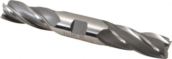 Cleveland - 13/16", 1-7/8" LOC, 7/8" Shank Diam, 6-1/8" OAL, 4 Flute, High Speed Steel Square End Mill - Double End, Uncoated, Spiral Flute, 30° Helix, Centercutting, Right Hand Cut, Right Hand Flute, Series HD-4C - Americas Industrial Supply
