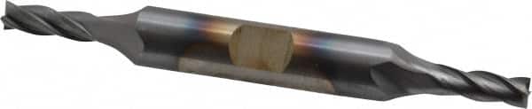 Cleveland - 3/16", 1/2" LOC, 3/8" Shank Diam, 3-1/4" OAL, 4 Flute, High Speed Steel Square End Mill - Double End, TiCN Finish, Spiral Flute, 30° Helix, Centercutting, Right Hand Cut, Right Hand Flute, Series HD-4C - Americas Industrial Supply