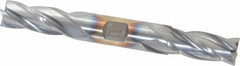 Cleveland - 19/32", 1-3/8" LOC, 5/8" Shank Diam, 5" OAL, 4 Flute, High Speed Steel Square End Mill - Double End, TiCN Finish, Spiral Flute, 30° Helix, Centercutting, Right Hand Cut, Right Hand Flute, Series HD-4C - Americas Industrial Supply