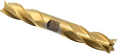 Cleveland - 3/4", 1-5/8" LOC, 3/4" Shank Diam, 5-5/8" OAL, 4 Flute, High Speed Steel Square End Mill - Double End, TiN Finish, Spiral Flute, 30° Helix, Centercutting, Right Hand Cut, Right Hand Flute, Series HD-4C - Americas Industrial Supply