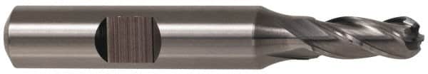 Cleveland - 7/8" Diam, 1-7/8" LOC, 4 Flute High Speed Steel Ball End Mill - Uncoated, Single End, 4-1/8" OAL, 7/8" Shank Diam, Spiral Flute - Americas Industrial Supply
