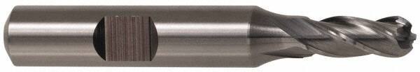 Cleveland - 5/8" Diam, 2-1/2" LOC, 4 Flute High Speed Steel Ball End Mill - Uncoated, Single End, 3-1/4" OAL, 5/8" Shank Diam, Spiral Flute - Americas Industrial Supply