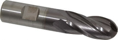 Cleveland - 3/4" Diam, 1-5/8" LOC, 4 Flute High Speed Steel Ball End Mill - TiCN Finish, Single End, 3-7/8" OAL, 3/4" Shank Diam, Spiral Flute - Americas Industrial Supply