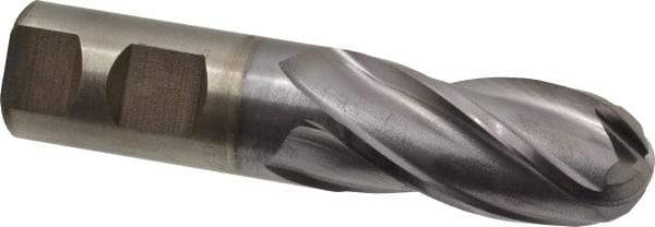 Cleveland - 1" Diam, 2" LOC, 4 Flute High Speed Steel Ball End Mill - TiCN Finish, Single End, 4-1/2" OAL, 1" Shank Diam, Spiral Flute - Americas Industrial Supply