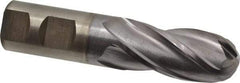 Cleveland - 1" Diam, 2" LOC, 4 Flute High Speed Steel Ball End Mill - TiCN Finish, Single End, 4-1/2" OAL, 1" Shank Diam, Spiral Flute - Americas Industrial Supply