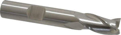 Cleveland - 3/8", 3/4" LOC, 3/8" Shank Diam, 2-1/2" OAL, 3 Flute, High Speed Steel Square End Mill - Single End, Uncoated, Spiral Flute, 30° Helix, Centercutting, Right Hand Cut, Right Hand Flute, Series HG-3 - Americas Industrial Supply