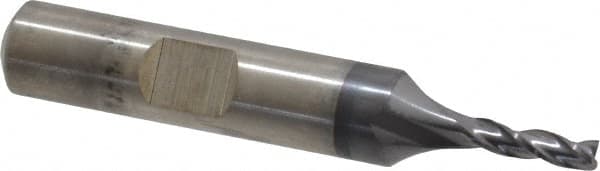 Cleveland - 1/8", 3/8" LOC, 3/8" Shank Diam, 2-5/16" OAL, 3 Flute, High Speed Steel Square End Mill - Single End, TiCN Finish, Spiral Flute, 30° Helix, Centercutting, Right Hand Cut, Right Hand Flute, Series HG-3 - Americas Industrial Supply