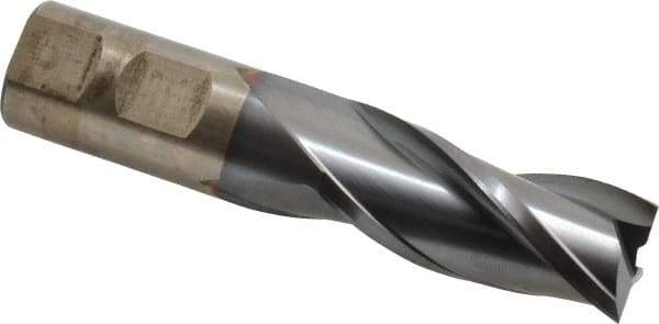 Cleveland - 7/8", 1-7/8" LOC, 7/8" Shank Diam, 4-1/8" OAL, 3 Flute, High Speed Steel Square End Mill - Single End, TiCN Finish, Spiral Flute, 30° Helix, Centercutting, Right Hand Cut, Right Hand Flute, Series HG-3 - Americas Industrial Supply