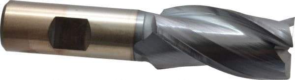 Cleveland - 1", 1-7/8" LOC, 3/4" Shank Diam, 4-1/8" OAL, 3 Flute, High Speed Steel Square End Mill - Single End, TiCN Finish, Spiral Flute, 30° Helix, Centercutting, Right Hand Cut, Right Hand Flute, Series HG-3 - Americas Industrial Supply