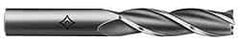 Cleveland - 7/8", 3-1/2" LOC, 7/8" Shank Diam, 5-3/4" OAL, 3 Flute, High Speed Steel Square End Mill - Single End, TiN Finish, Spiral Flute, 30° Helix, Centercutting, Right Hand Cut, Right Hand Flute, Series HG-3 - Americas Industrial Supply