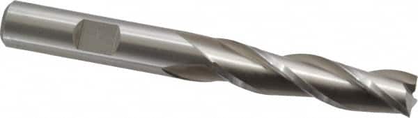 Cleveland - 3/8", 1-1/2" LOC, 3/8" Shank Diam, 3-1/4" OAL, 3 Flute, High Speed Steel Square End Mill - Single End, Uncoated, Spiral Flute, 30° Helix, Centercutting, Right Hand Cut, Right Hand Flute, Series HG-3 - Americas Industrial Supply