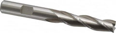 Cleveland - 3/8", 1-1/2" LOC, 3/8" Shank Diam, 3-1/4" OAL, 3 Flute, High Speed Steel Square End Mill - Single End, Uncoated, Spiral Flute, 30° Helix, Centercutting, Right Hand Cut, Right Hand Flute, Series HG-3 - Americas Industrial Supply