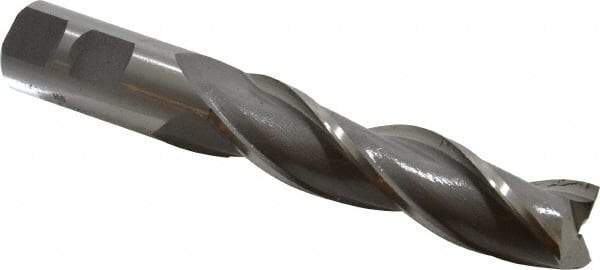 Cleveland - 7/8", 3-1/2" LOC, 7/8" Shank Diam, 5-3/4" OAL, 3 Flute, High Speed Steel Square End Mill - Single End, Uncoated, Spiral Flute, 30° Helix, Centercutting, Right Hand Cut, Right Hand Flute, Series HG-3 - Americas Industrial Supply