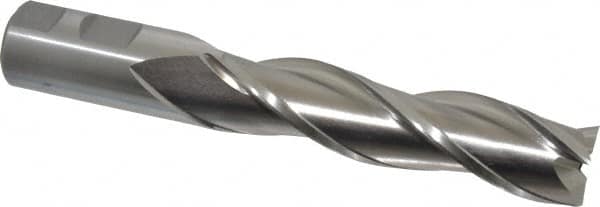 Cleveland - 1", 4" LOC, 1" Shank Diam, 6-1/2" OAL, 3 Flute, High Speed Steel Square End Mill - Single End, Uncoated, Spiral Flute, 30° Helix, Centercutting, Right Hand Cut, Right Hand Flute, Series HG-3 - Americas Industrial Supply