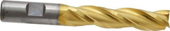 Cleveland - 5/8", 2-1/2" LOC, 5/8" Shank Diam, 4-5/8" OAL, 3 Flute, High Speed Steel Square End Mill - Single End, TiN Finish, Spiral Flute, 30° Helix, Centercutting, Right Hand Cut, Right Hand Flute, Series HG-3 - Americas Industrial Supply