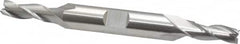 Cleveland - 1/4", 5/8" LOC, 3/8" Shank Diam, 3-3/8" OAL, 3 Flute, High Speed Steel Square End Mill - Double End, Uncoated, Spiral Flute, 30° Helix, Centercutting, Right Hand Cut, Right Hand Flute, Series HD-3 - Americas Industrial Supply